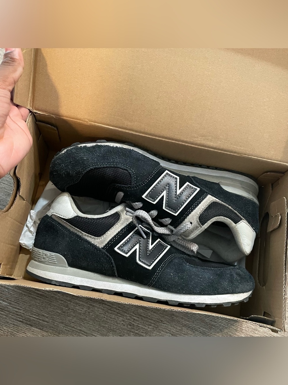New Balance Kids Black and Gray Sneakers